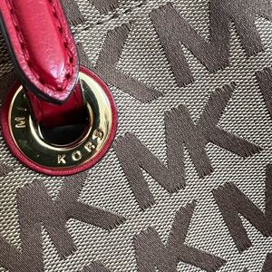 Michael Kors Tan and Red Tote Shoulder Bag
